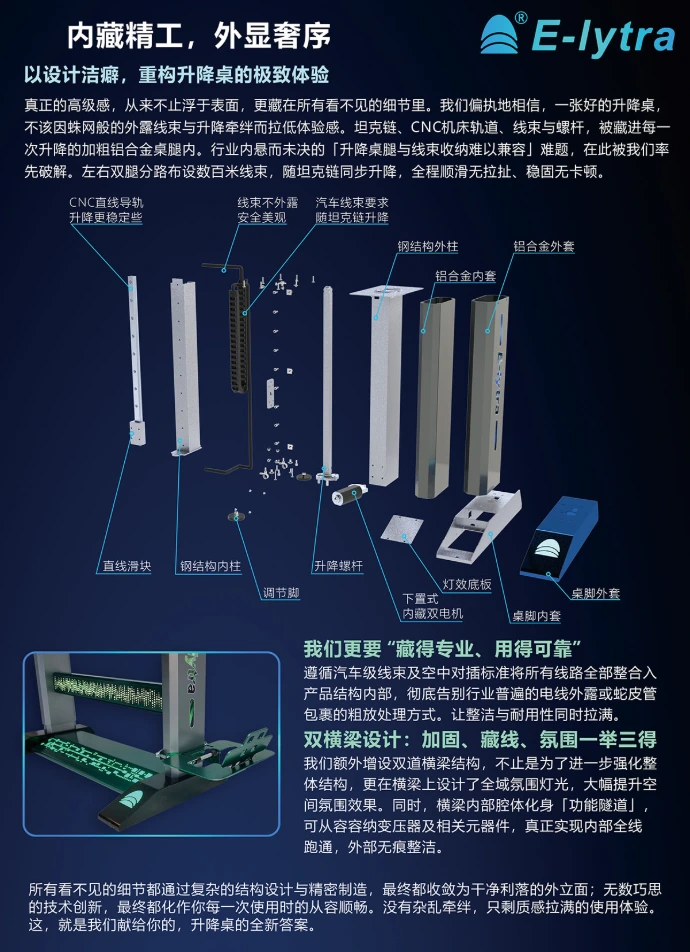 加粗升降桌腿爆炸详解图